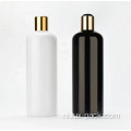 Groothandel op maat gemaakte lege shampoo huisdier plastic fles met gouden zwarte witte schijf bovenste dop